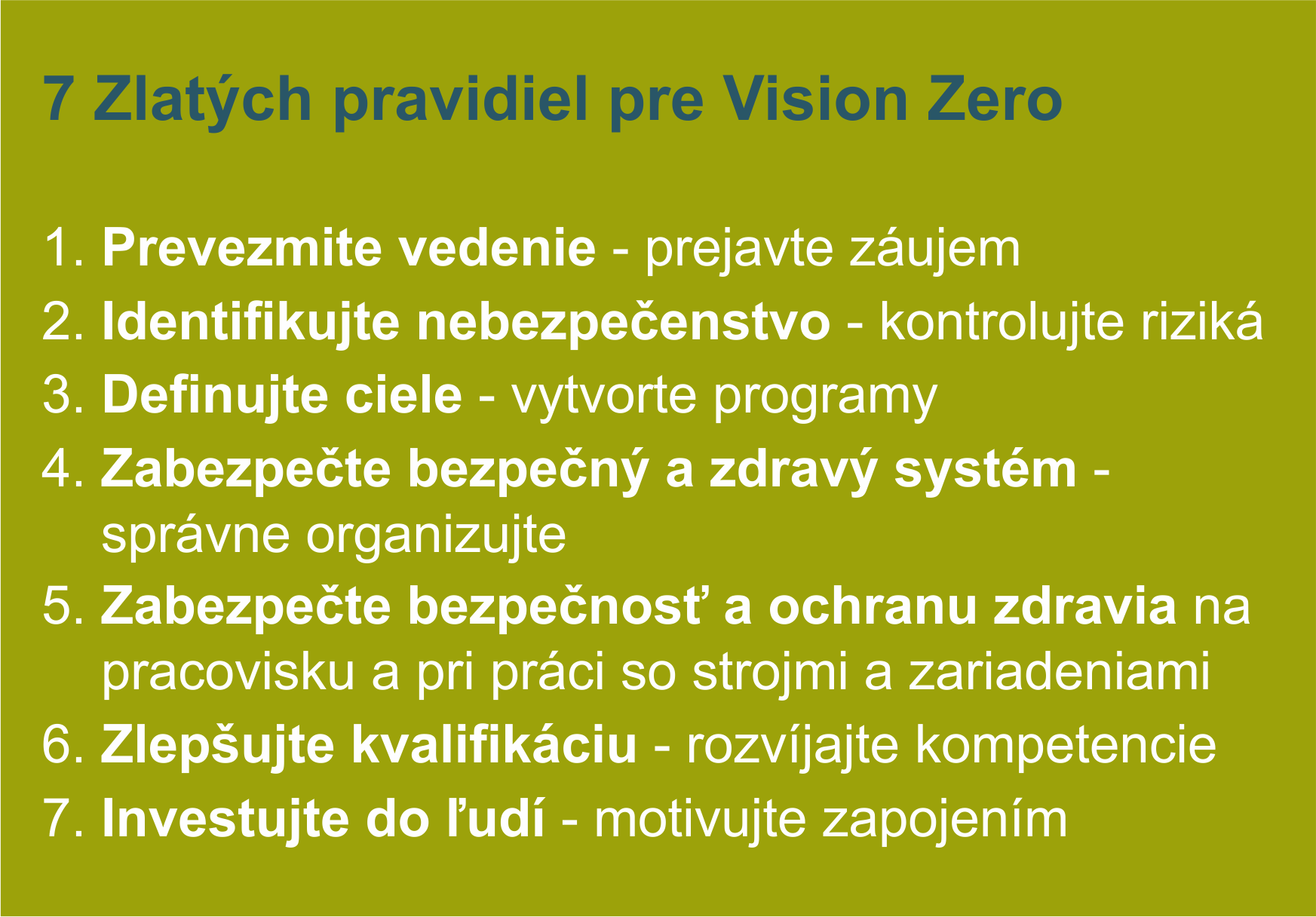 Vision zero - 7 zlatých pravidiel
